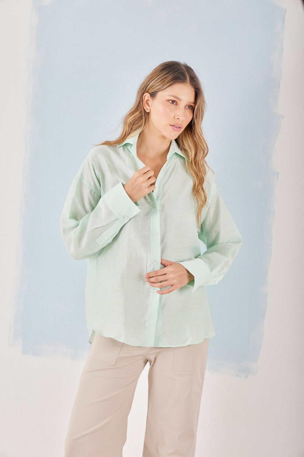 Camisa Forto — camisa de lino tencel, tejido fresco de caída estructurada. ANARIAS Atelier