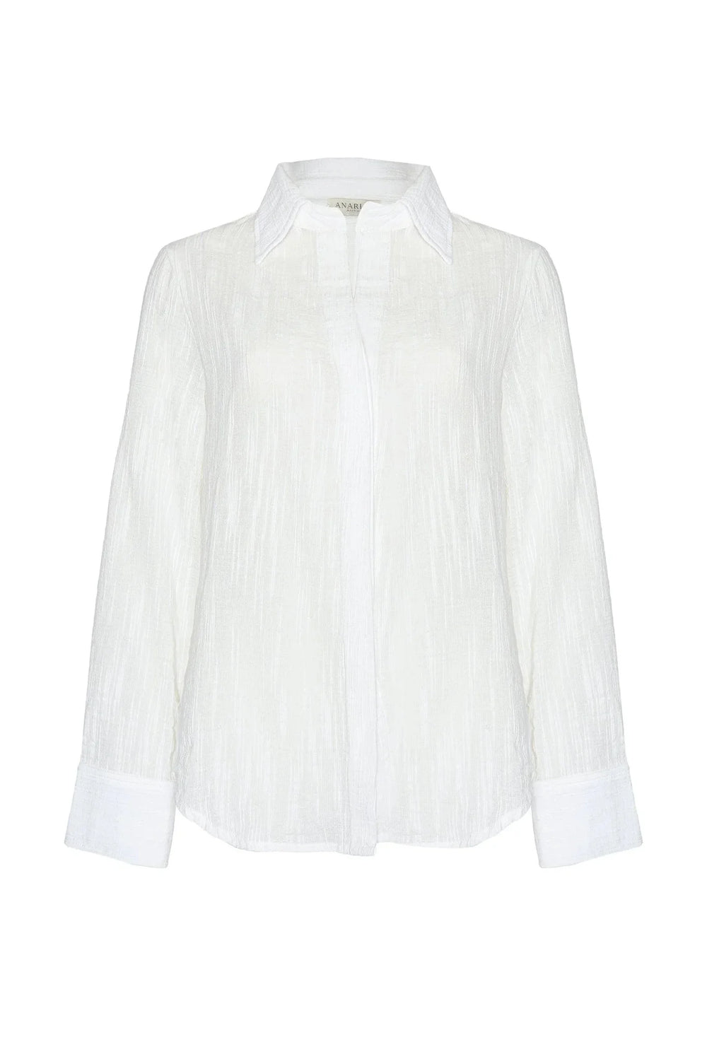 Camisa Esplendor ANARIAS Atelier — silueta de perfil que muestra caída y corte manga larga
