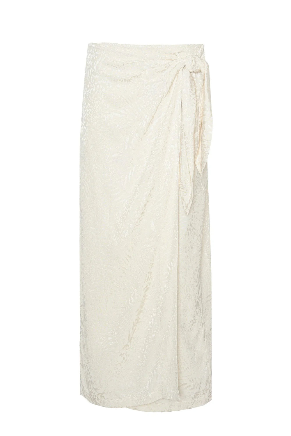 Falda Radiante ANARIAS Atelier — vista de silueta completa, corte wrap, caída fluida