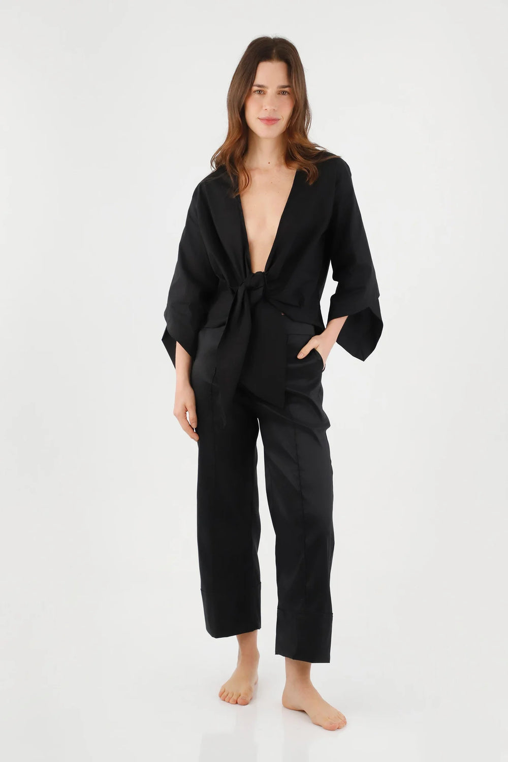 Kimono Canopus combinado en look tono a tono — colección Twilight ANARIAS Atelier