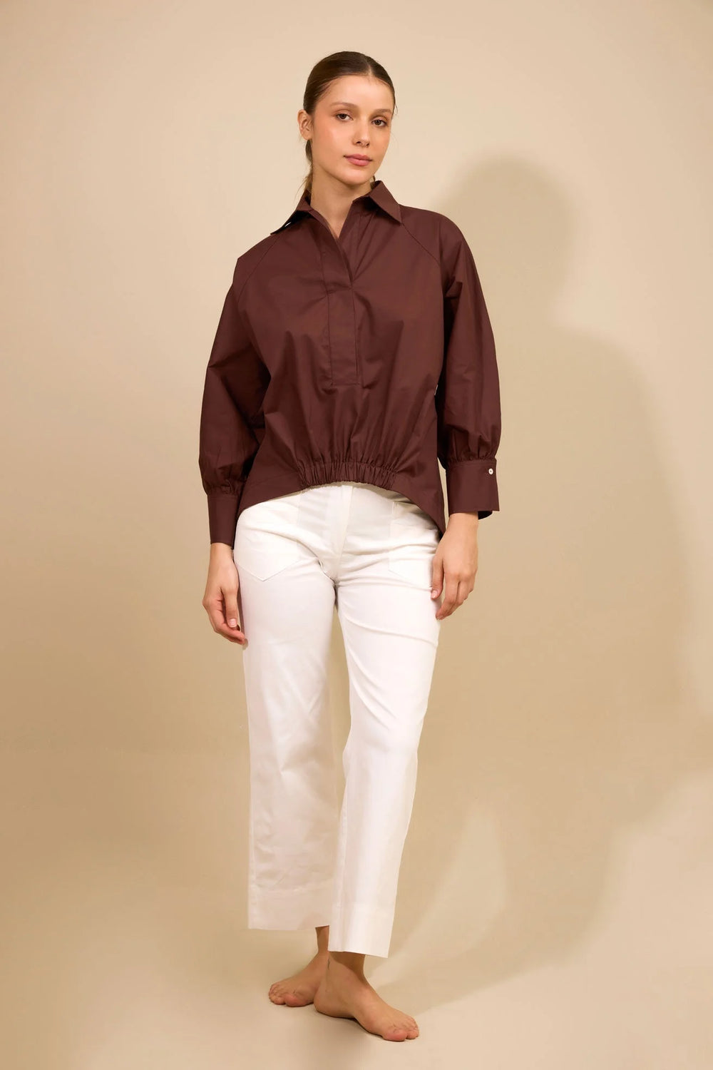 Pantalón Velero Blanco ANARIAS Atelier — vista frontal completa, silueta recta largo completo