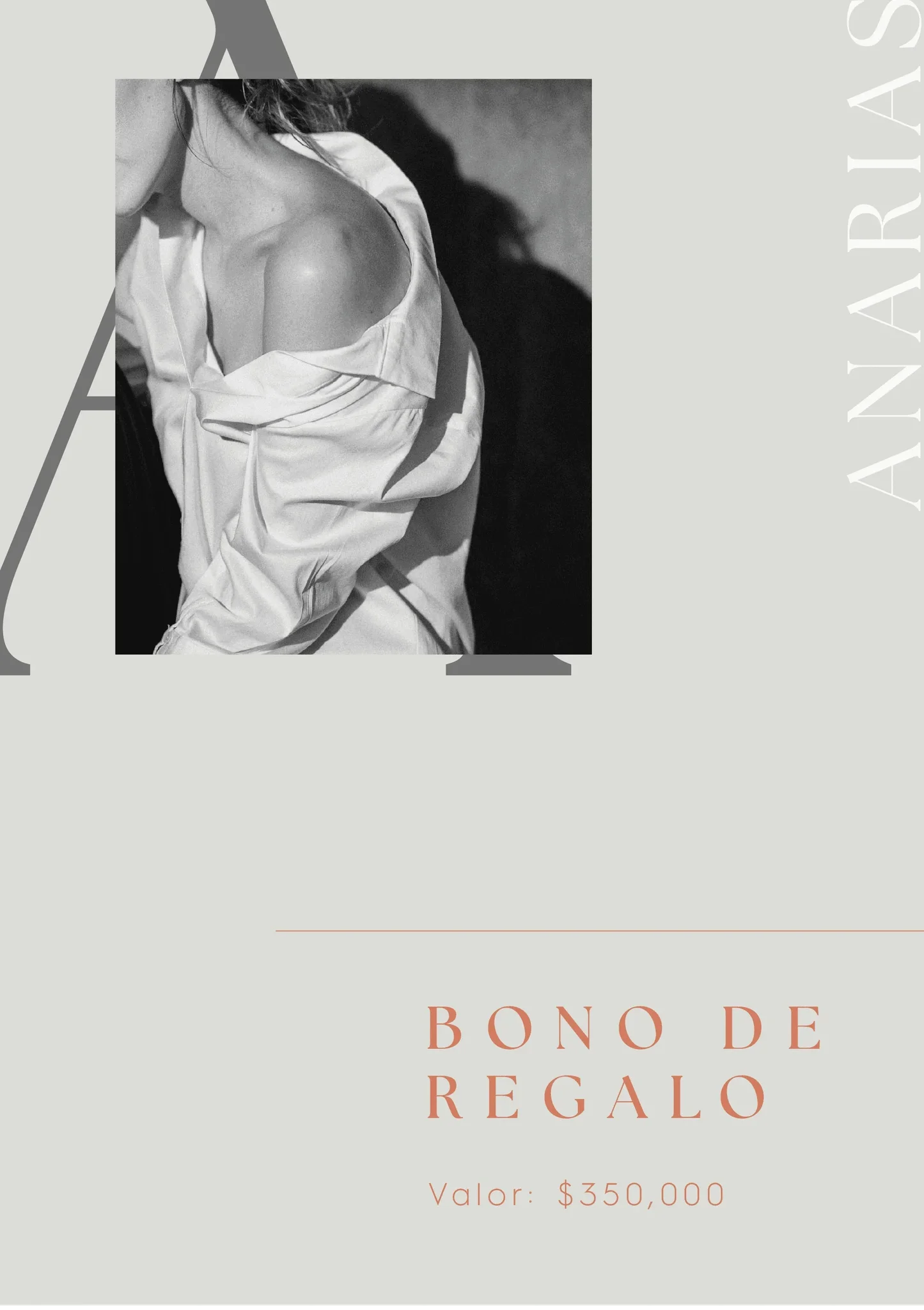 Bono Regalo ANARIAS Atelier — diseño completo de tarjeta sobre fondo claro
