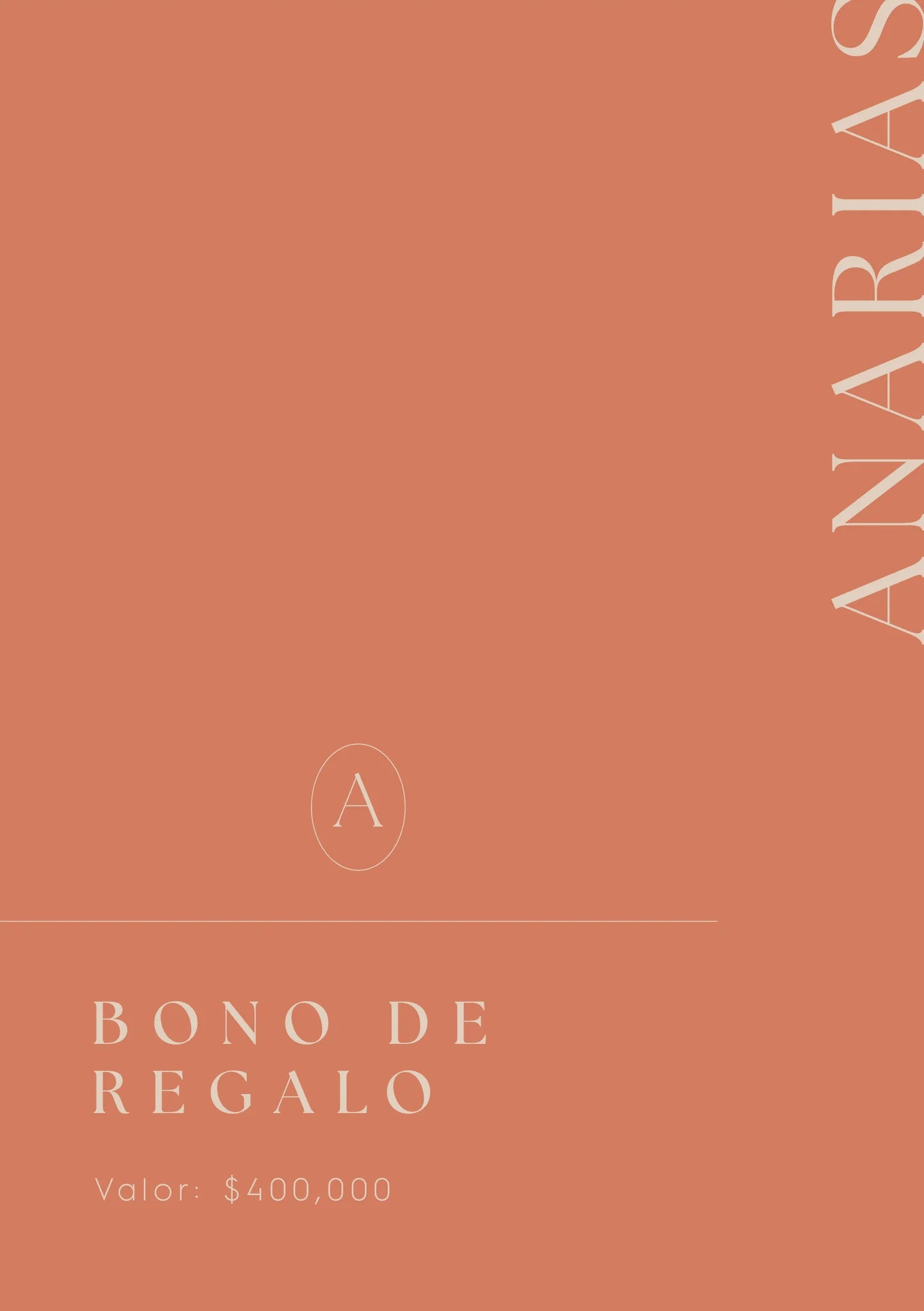 Bono Regalo ANARIAS Atelier — composición editorial de gift card, vista principal