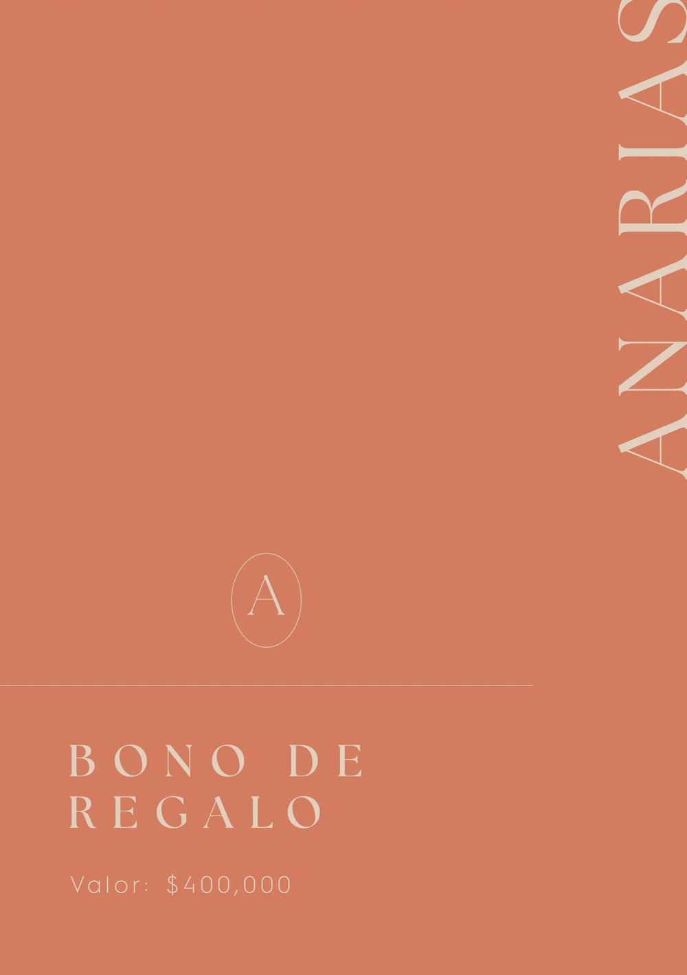 Bono Regalo ANARIAS Atelier — composición editorial de gift card, vista principal